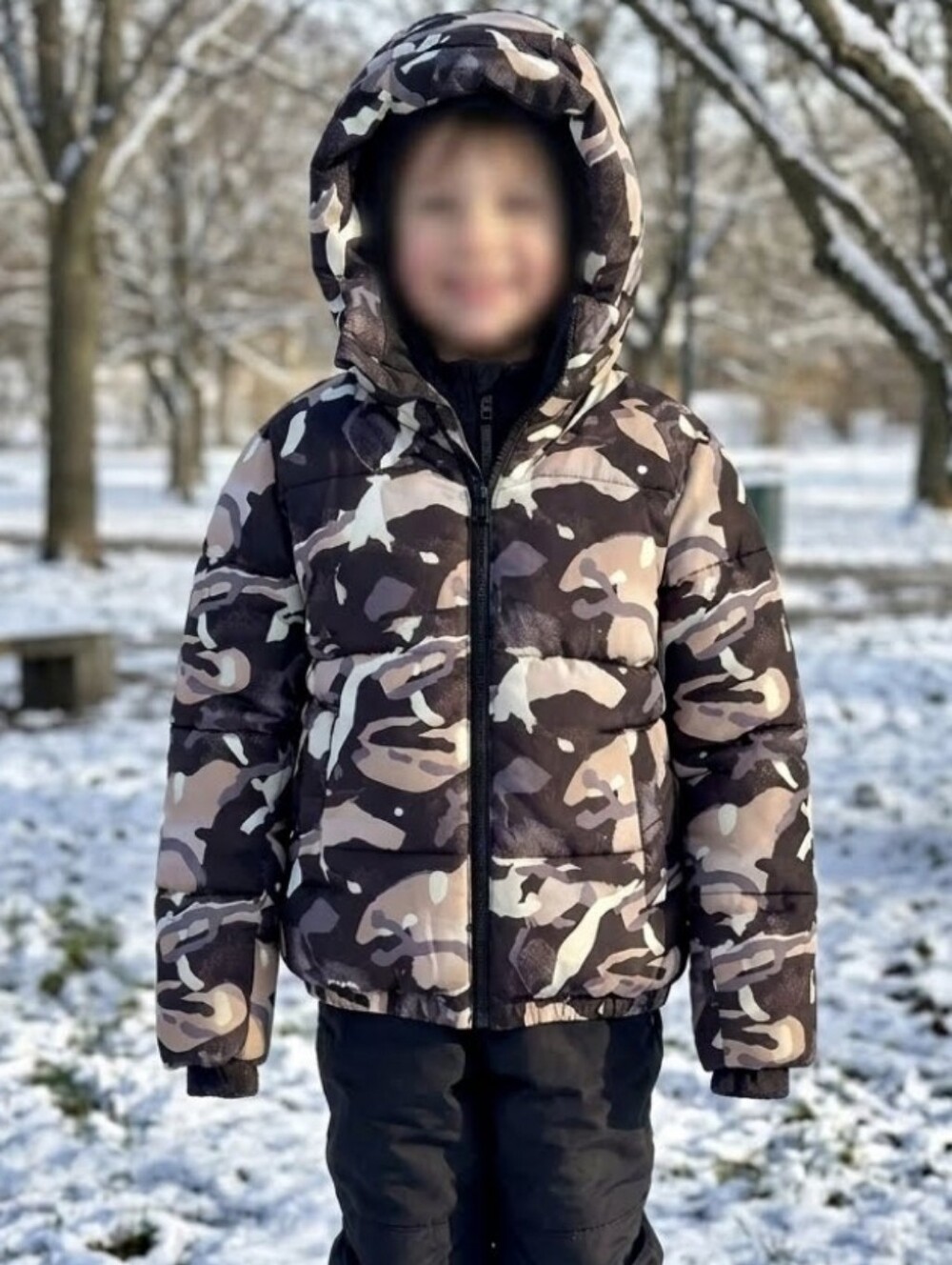 all in motion Kids Camouflage Puffer Jacket in Black and Cream